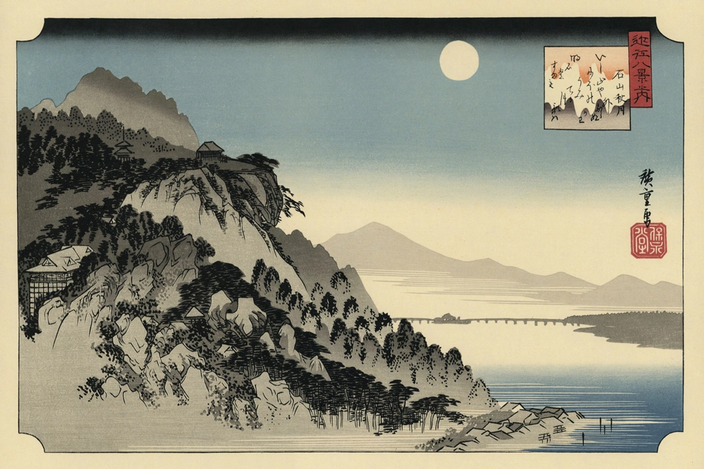 「近江八景之内 石山秋月」 歌川広重 （1834年頃） | 北斎と広重 名所絵より