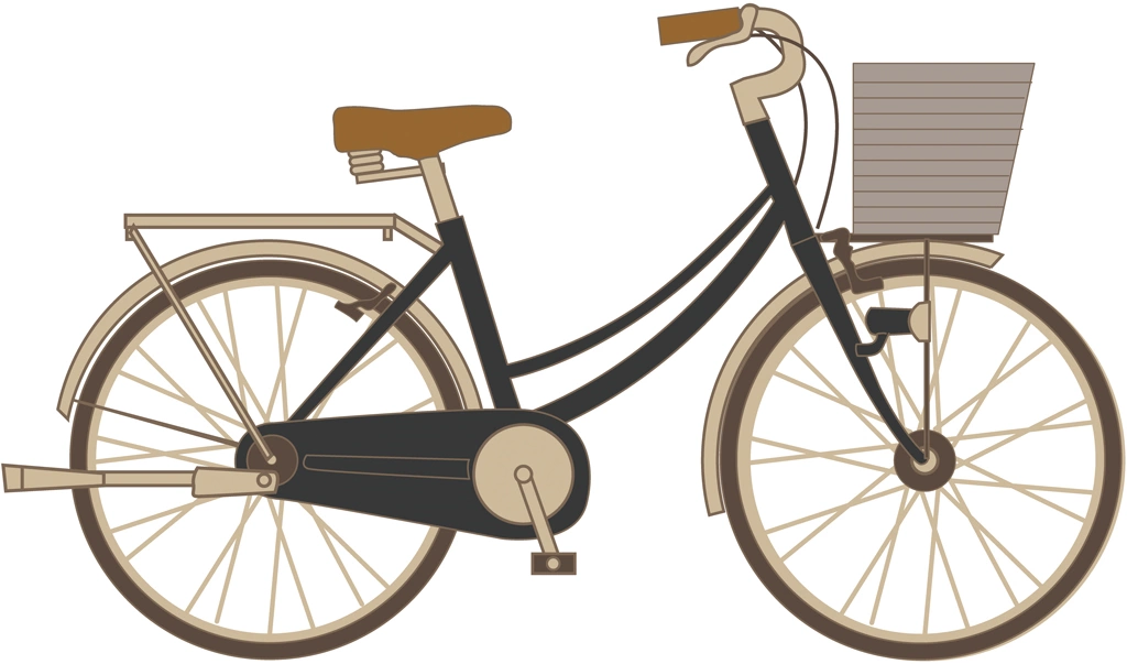 カゴ付きの自転車イラストとベクター | 黒色