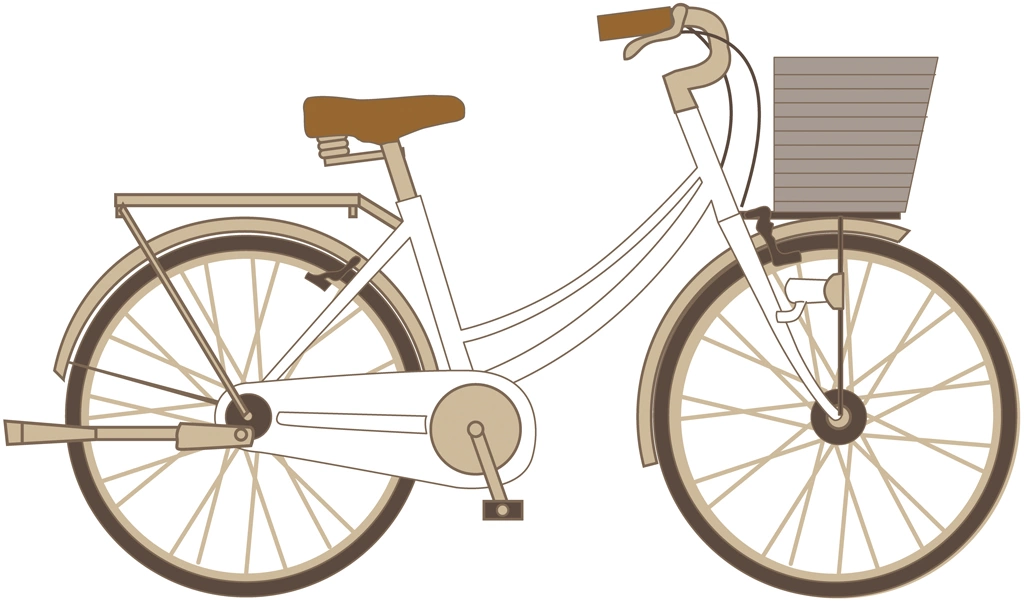 カゴ付きの自転車イラストとベクター | 白色
