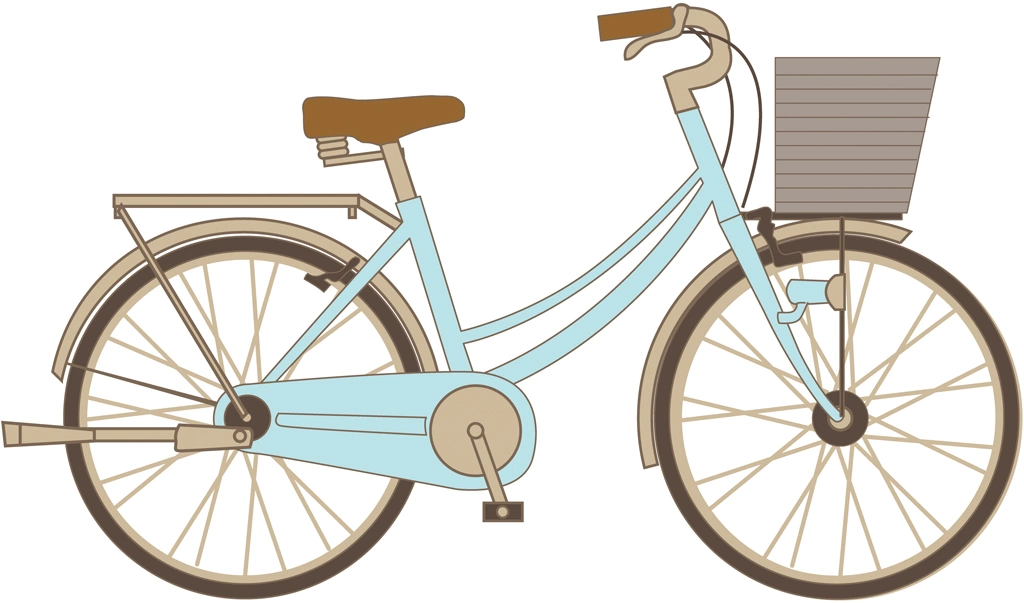 カゴ付きの自転車イラストとベクター | 水色