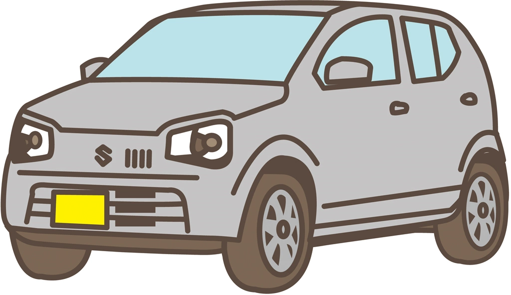 スズキ アルト HA36S型の軽自動車のイラストとベクター | 銀色