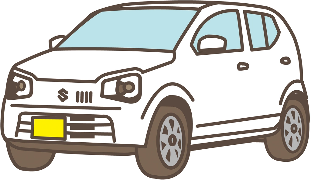 スズキ アルト HA36S型の軽自動車のイラストとベクター | 白色