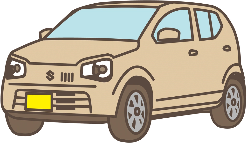 スズキ アルト HA36S型の軽自動車のイラストとベクター | アイボリー色