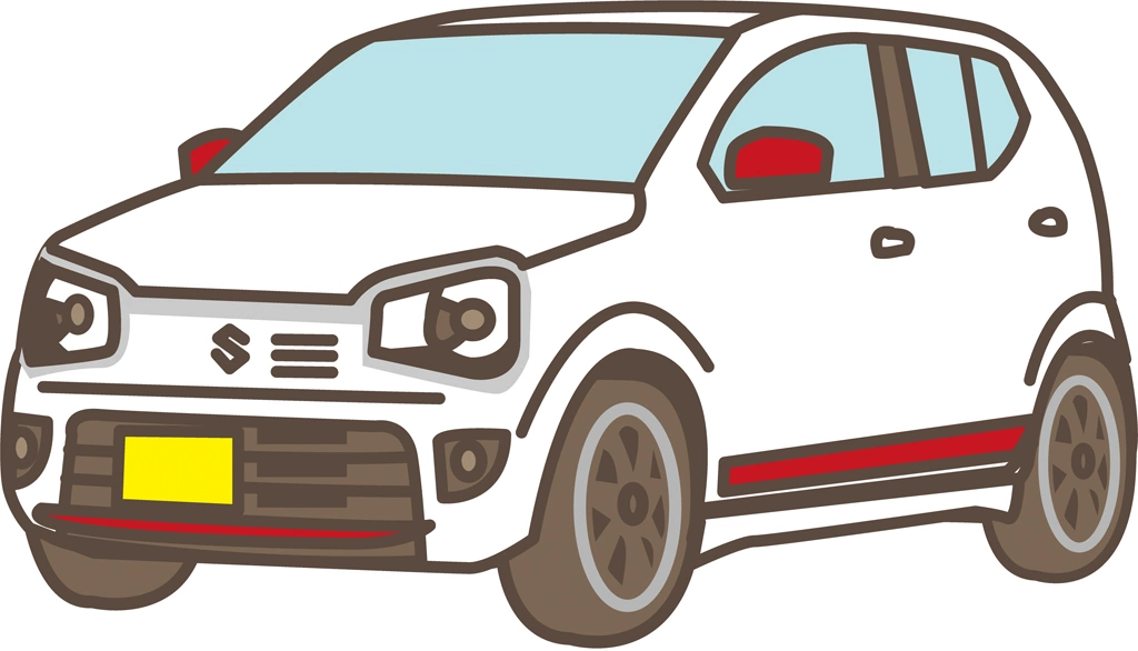 スズキ アルト ターボRSの軽自動車のイラストとベクター | 白色