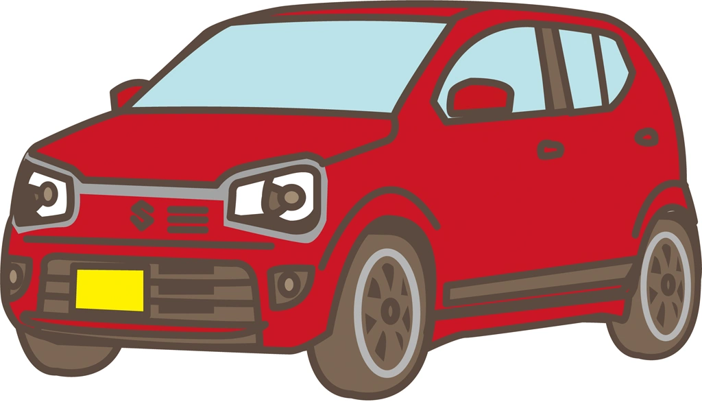 スズキ アルト ターボRSの軽自動車のイラストとベクター | 赤色