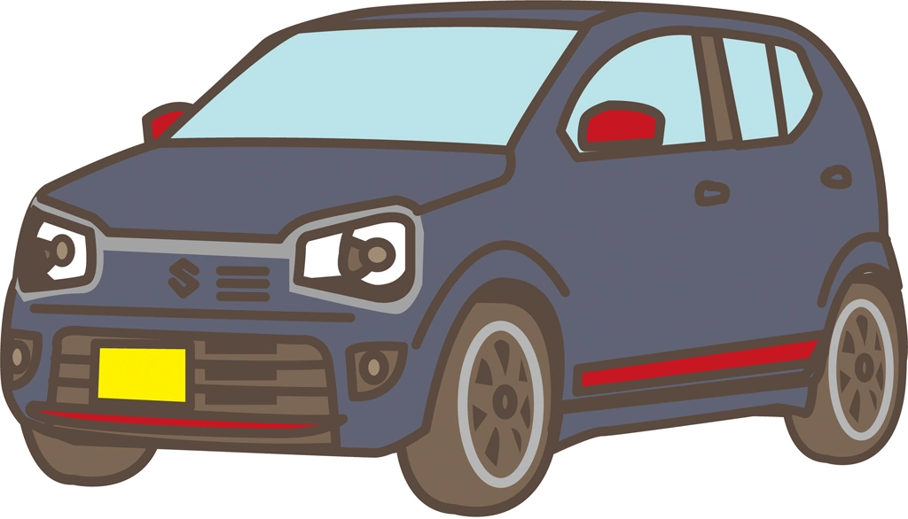 スズキ アルト ターボRSの軽自動車のイラストとベクター | 紺色