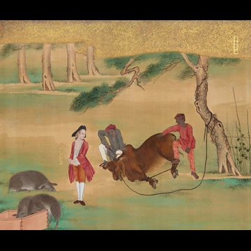 「蛮館図 畜豚殺牛図」 無款 （1797年頃）