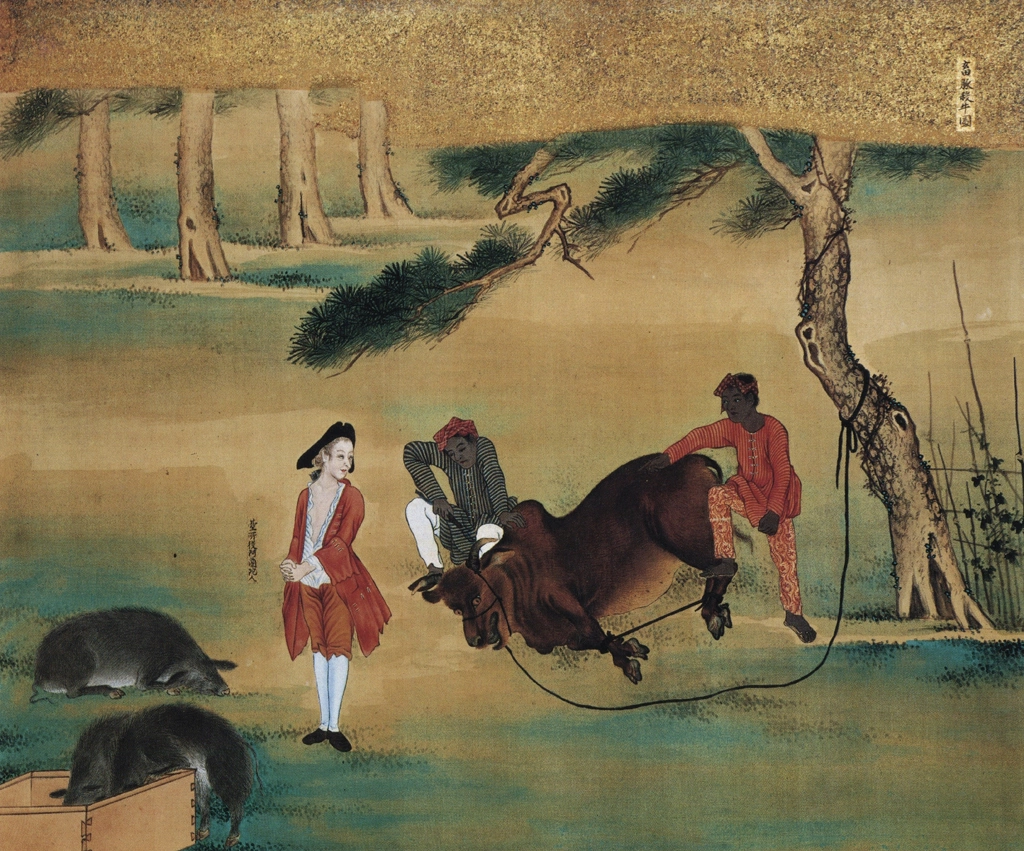 「蛮館図 畜豚殺牛図」 無款 （1797年頃） | 秘蔵浮世絵大観 8 パリ国立図書館より