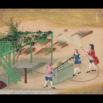 「蛮館図 灌園愛花図」 無款 （1797年頃）