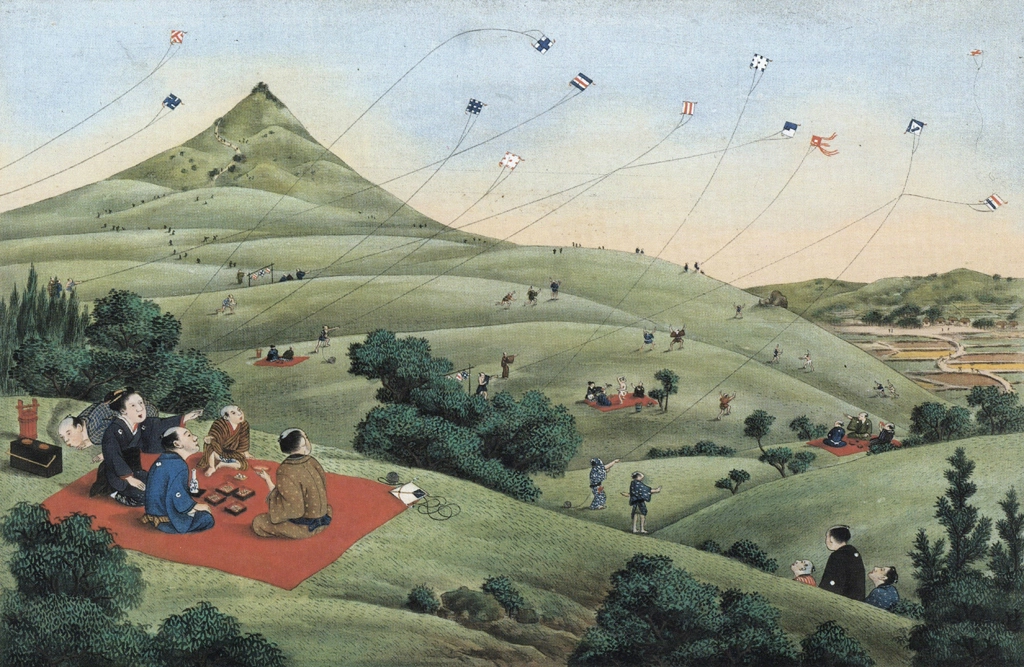 「凧あげ」 川原慶賀工房 （1809-1829年頃） | 秘蔵浮世絵大観 8 パリ国立図書館より