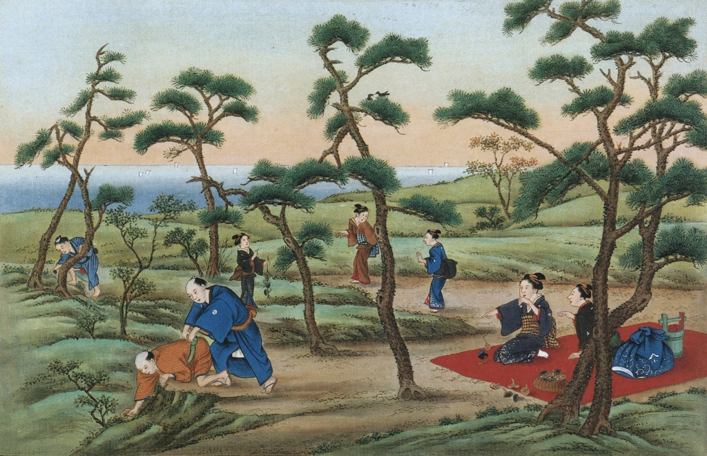 「きのこ狩り」 川原慶賀工房 （1809-1829年頃） | 秘蔵浮世絵大観 8 パリ国立図書館より