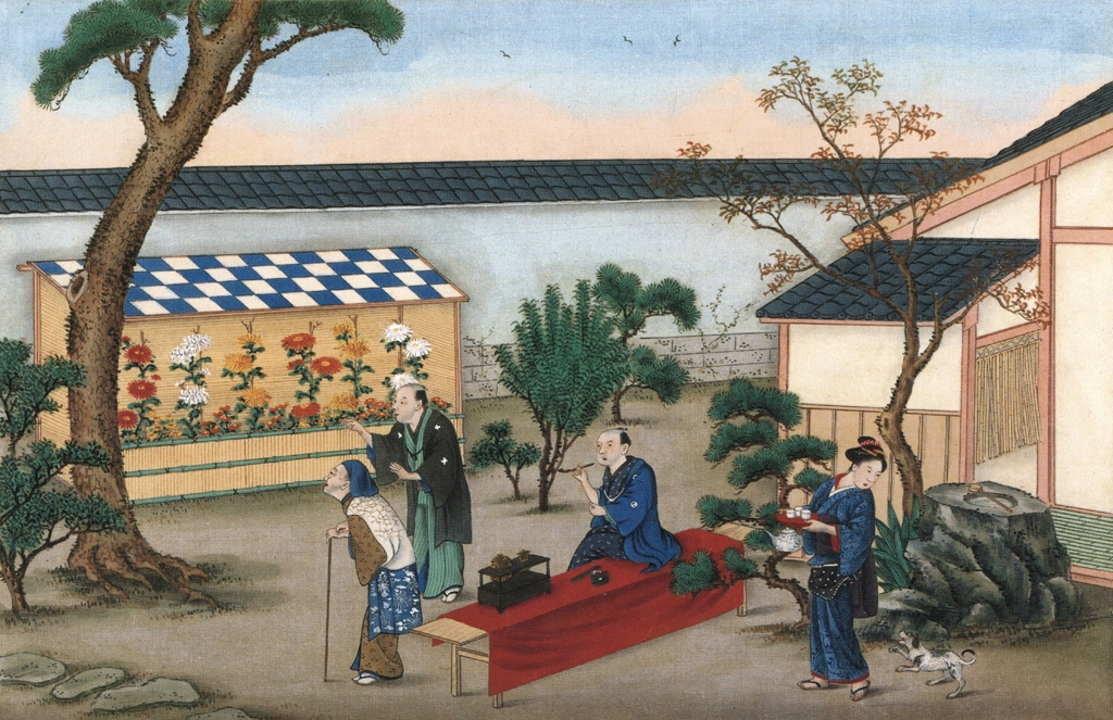 「菊見」 川原慶賀工房 （1809-1829年頃） | 秘蔵浮世絵大観 8 パリ国立図書館より