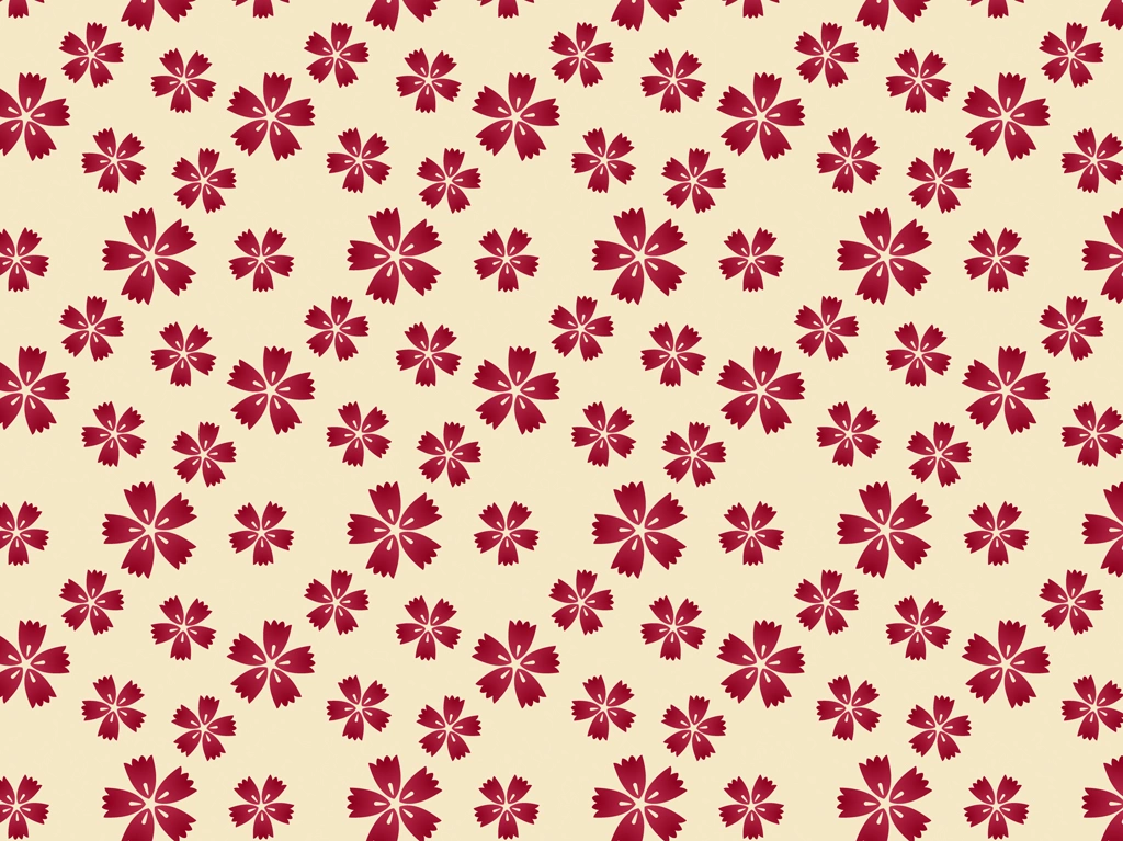 撫子の花柄模様の背景イラストとベクター | 赤色とベージュ色