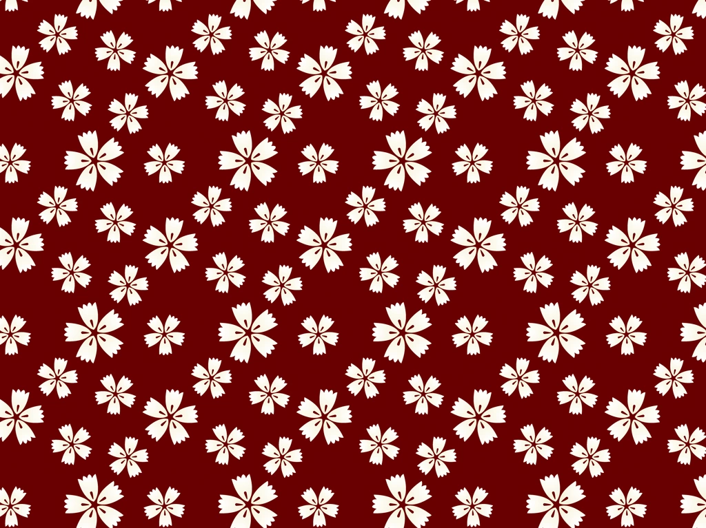撫子の花柄模様の背景イラストとベクター | アイボリー色と赤色
