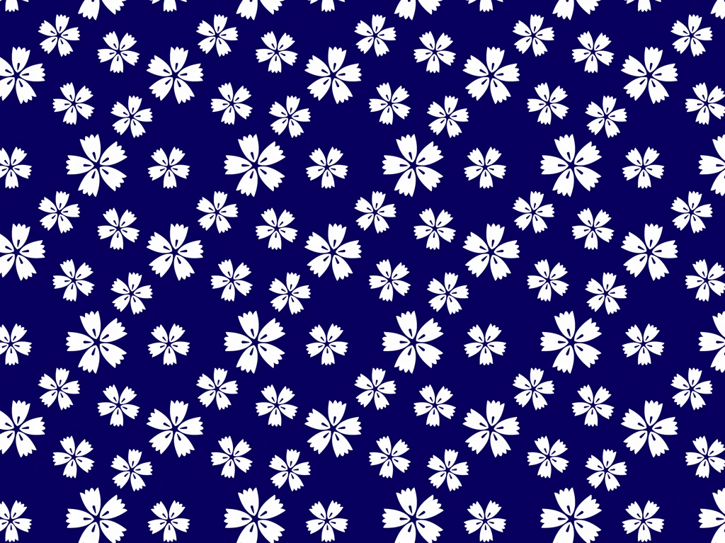 撫子の花柄模様の背景イラストとベクター | 白色と紺色