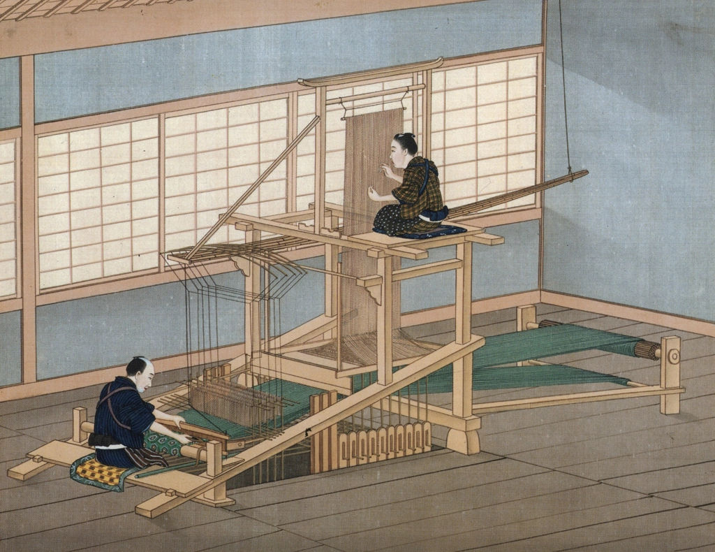 「機織り」 川原慶賀工房 （1809-1829年頃） | 秘蔵浮世絵大観 8 パリ国立図書館より