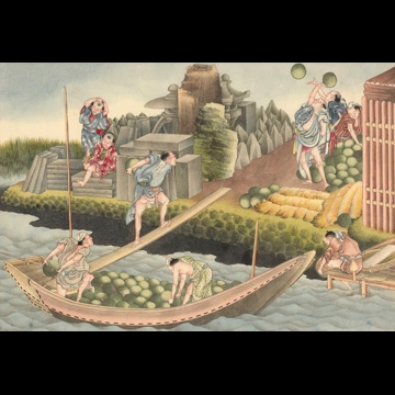 「西瓜の陸あげ」 葛飾北斎 （1826年頃）