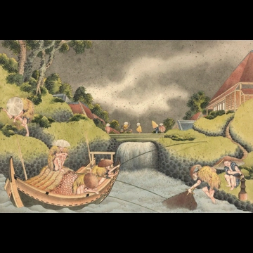 「雨中の漁」 葛飾北斎 （1826年頃）