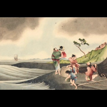 「海浜の漁師」 葛飾北斎 （1826年頃）