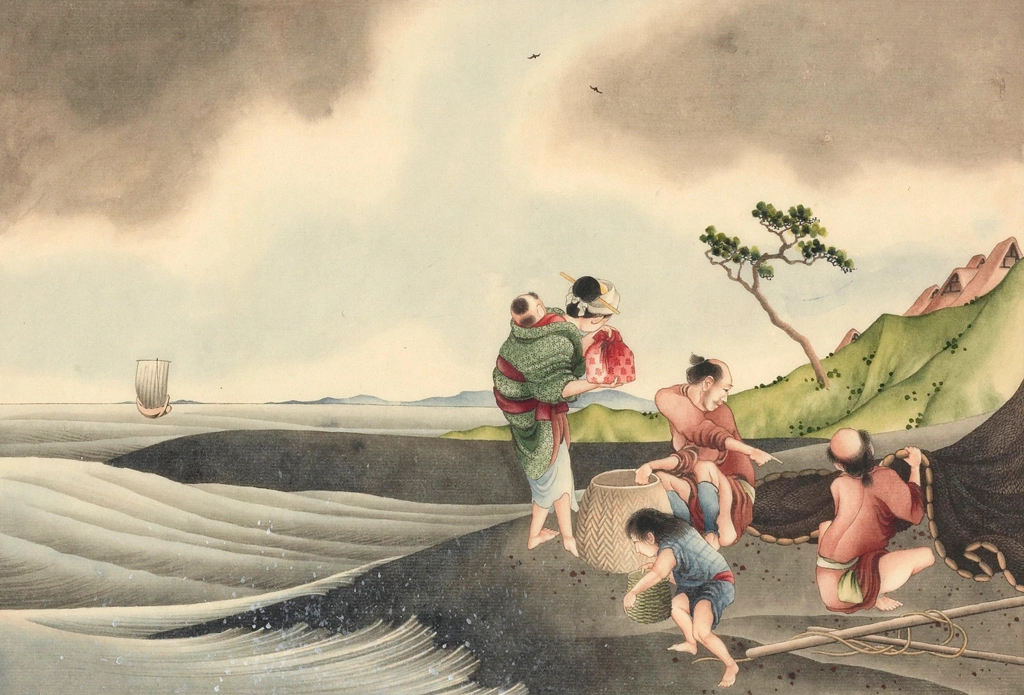 「海浜の漁師」 葛飾北斎 （1826年頃） | 1