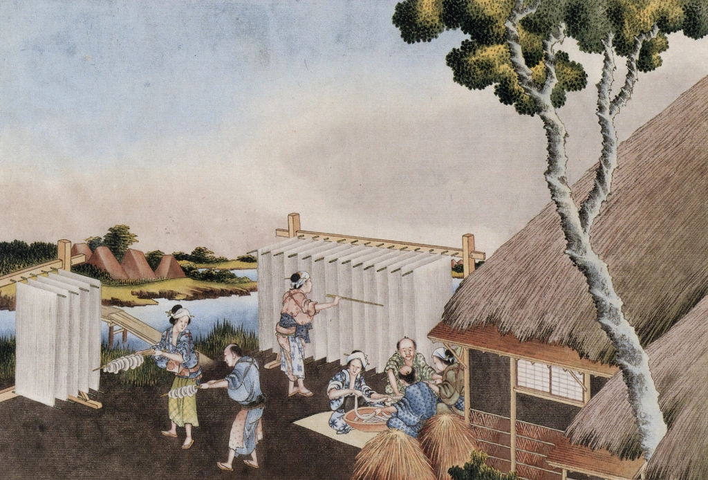 「素麵作り」 葛飾北斎 （1826年頃） | 秘蔵浮世絵大観 8 パリ国立図書館より
