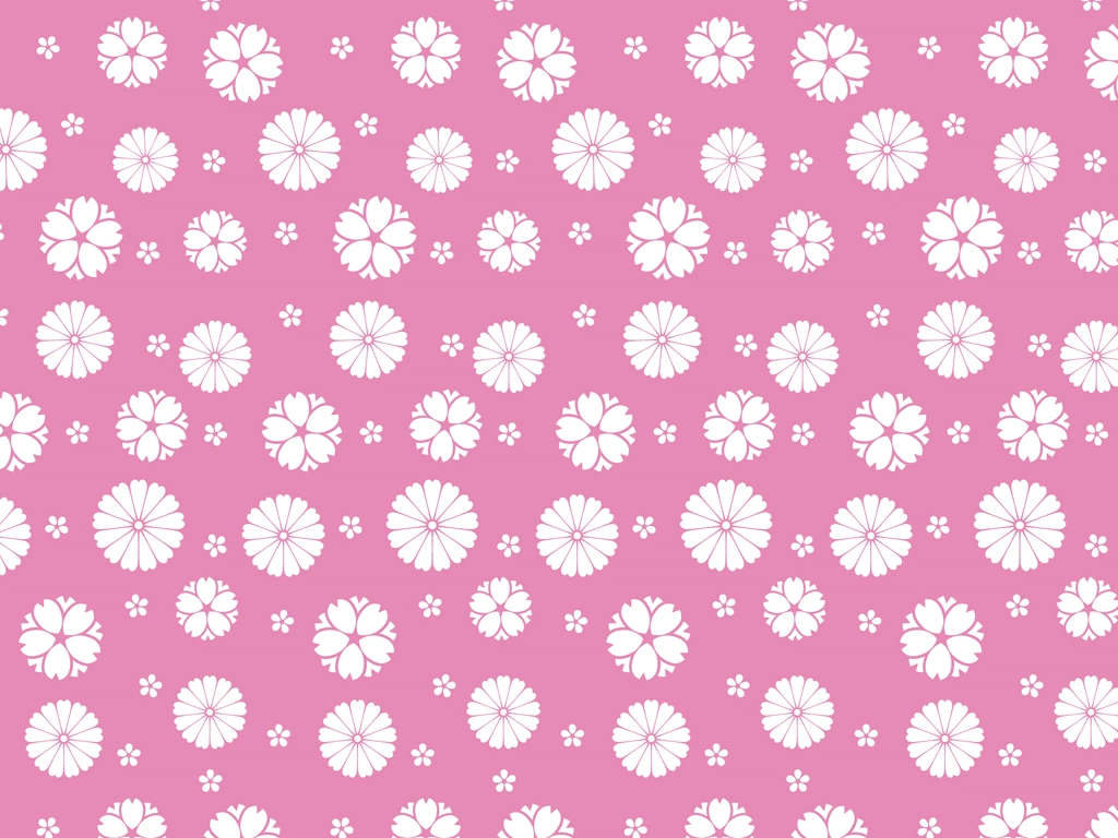 桜と菊の花柄背景イラストとベクター | 白色とピンク色