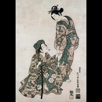「初代中村条太郎と初代佐野川市松」 石川豊信 （1748-64年頃）