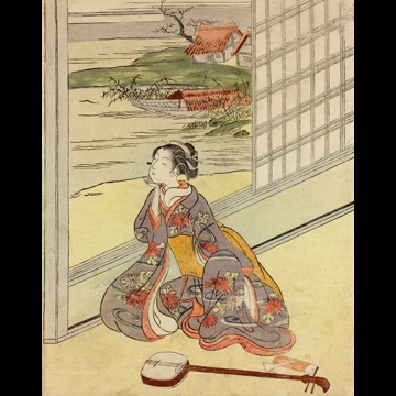 「見立三夕 定家（絵暦）」 鈴木春信 （1765年）