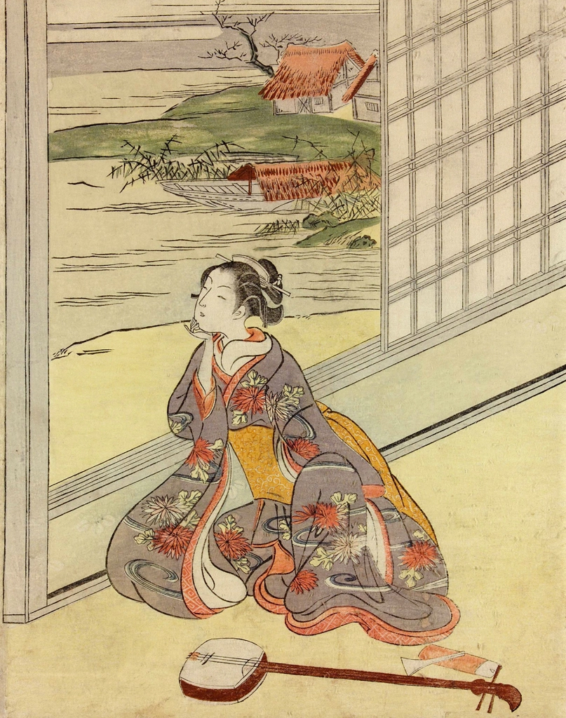 「見立三夕 定家（絵暦）」 鈴木春信 （1765年） | 1