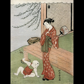 「庭先の母と子」 鈴木春信 （1764-72年）