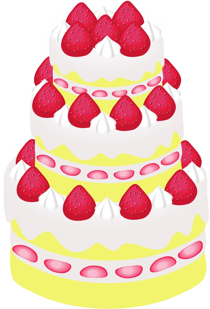 3段ケーキのイラストとベクター | ショートケーキ