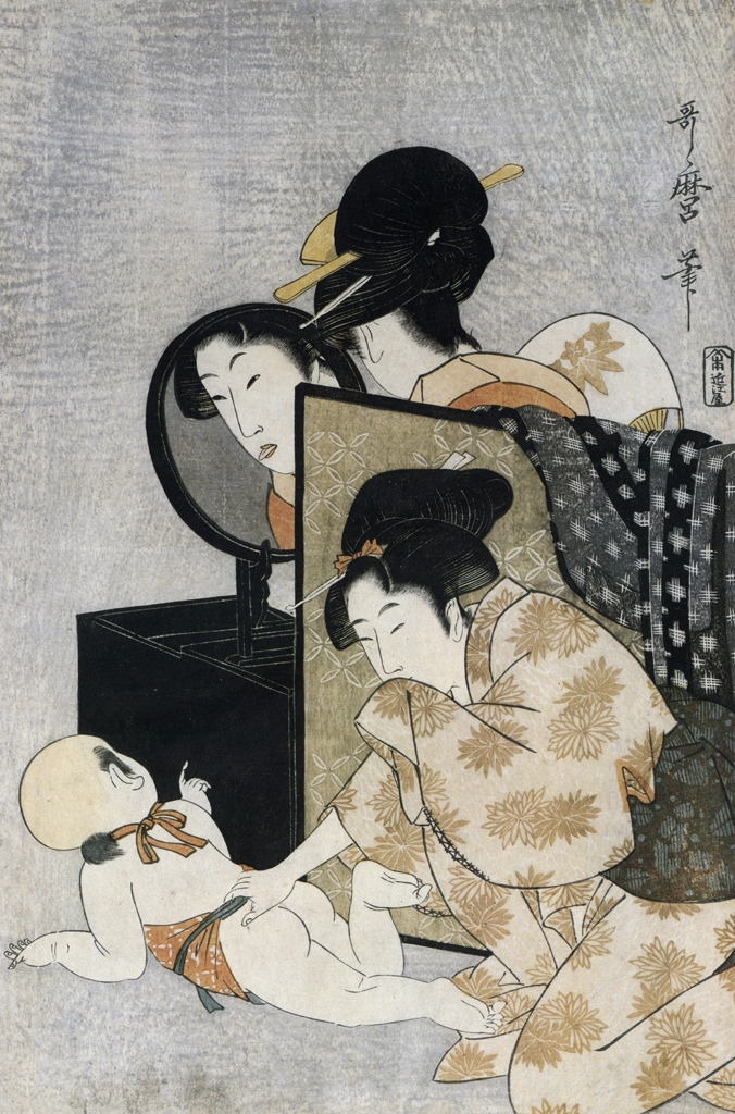 「母と子の覗き遊び」 喜多川歌麿 （1789-1801年） | 秘蔵浮世絵大観 8 パリ国立図書館より