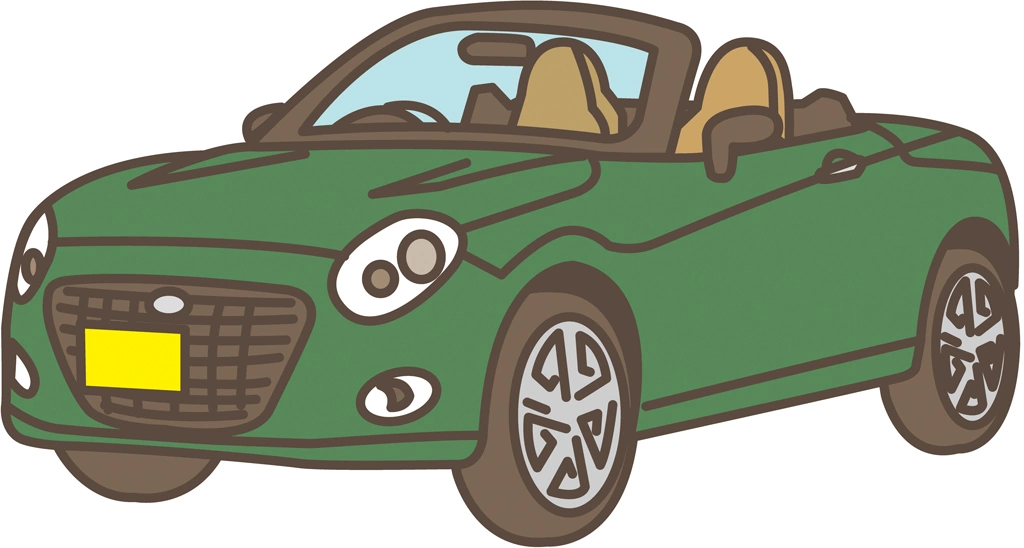 ダイハツ・コペンの軽自動車のイラストとベクター | グリーン