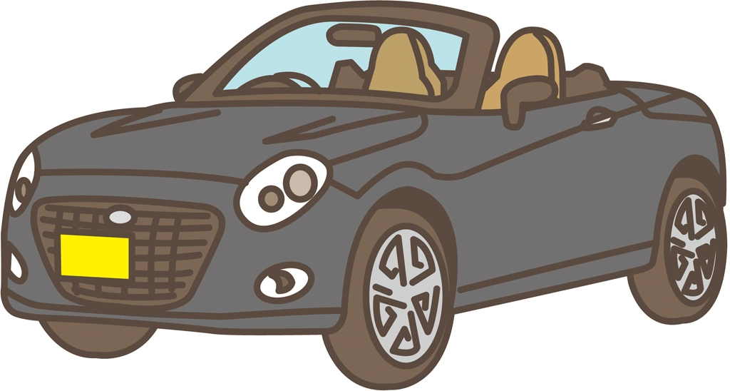 ダイハツ・コペンの軽自動車のイラストとベクター | ブラック