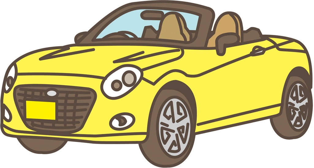 ダイハツ・コペンの軽自動車のイラストとベクター | イエロー