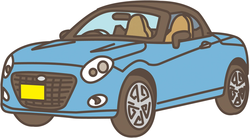 ルーフを閉めたダイハツ・コペンの軽自動車のイラストとベクター | ライトブルー