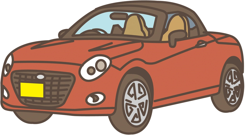 ルーフを閉めたダイハツ・コペンの軽自動車のイラストとベクター | レッド