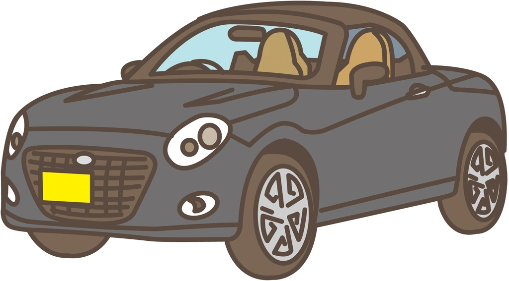 ルーフを閉めたダイハツ・コペンの軽自動車のイラストとベクター | ブラック