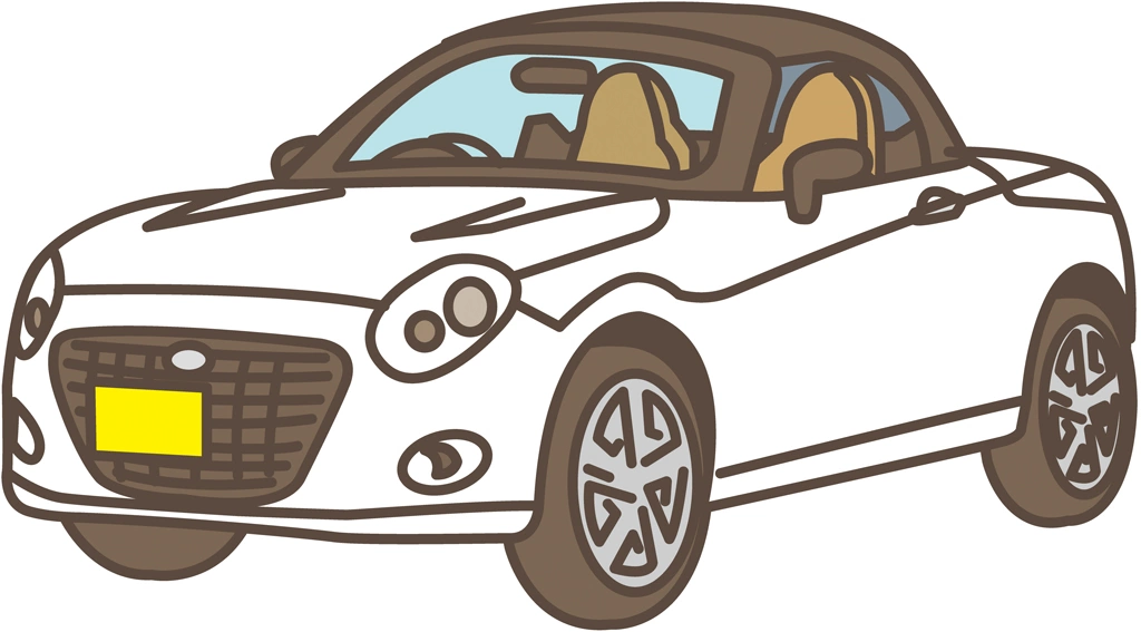 ルーフを閉めたダイハツ・コペンの軽自動車のイラストとベクター | ホワイト