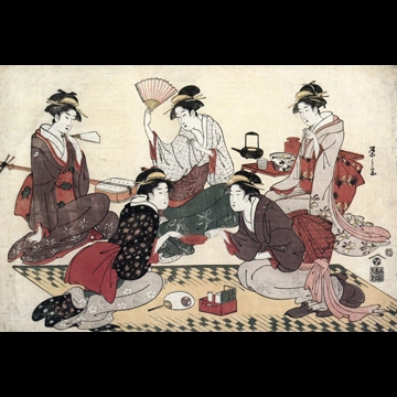 「座敷遊び寛政の五美人」 鳥文斎栄之 （1789-1801年）