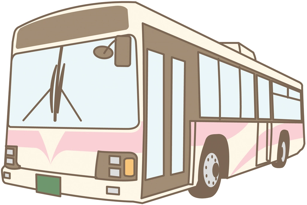日本の路線バスのイラストとベクター | ピンク色